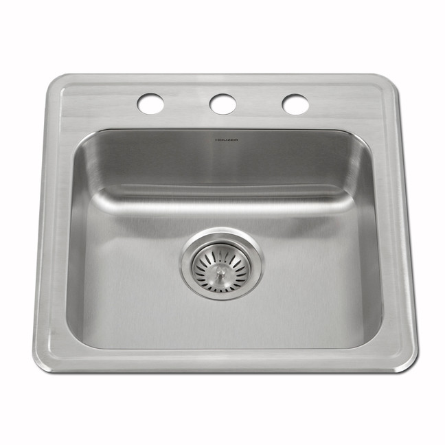 Houzer ADA Compliant 19 inch Stainless Steel Drop-in Topmount 3-hole 6 inch Deep Single Bowl Kitchen Sink - A1919-603-1