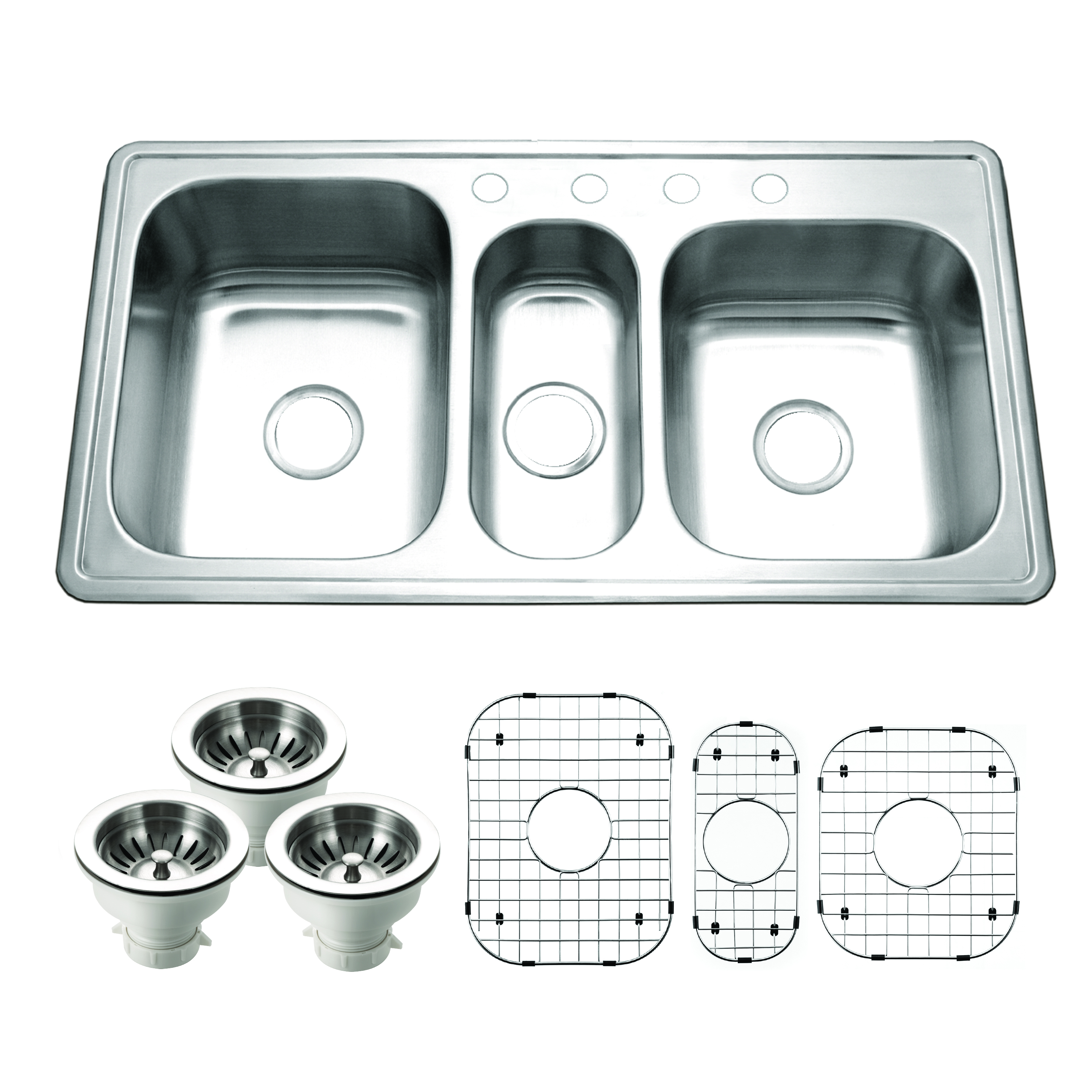 Houzer Premier 41 inch Stainless Steel Drop-in Topmount 4-hole
