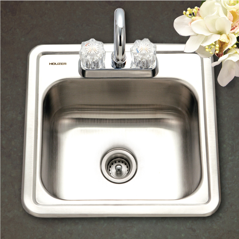 HOUZER ‎1515-6BS-1 Hospitality Series Topmount Stainless Steel 2-Holes ...