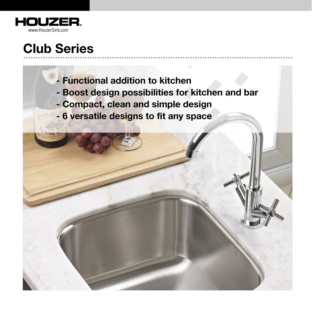Houzer Club 10" Edelstahl Unterbau Einzel Schüssel Bar Spüle mit Sieb - Bild 13 von 21