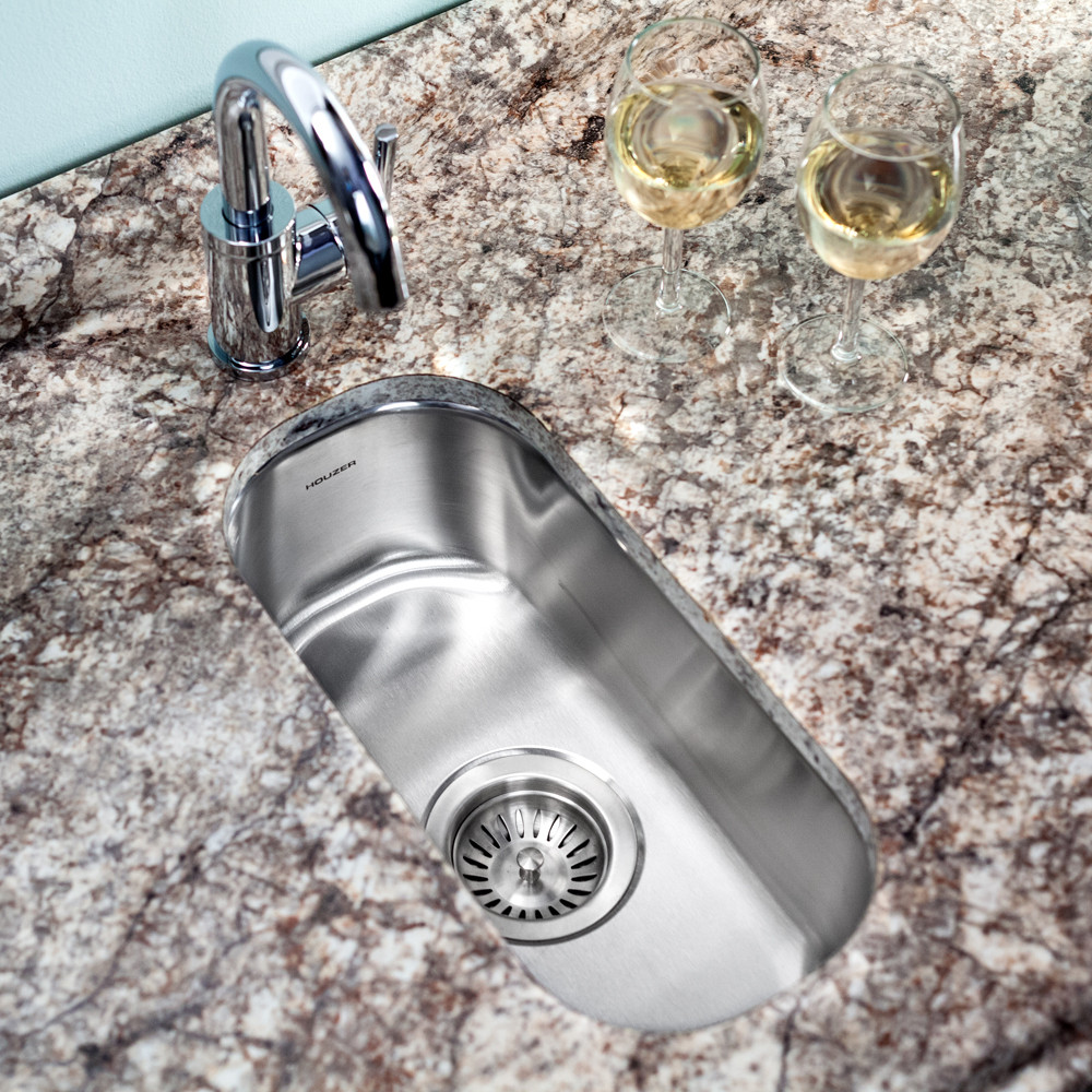 Houzer Club 10" Edelstahl Unterbau Einzel Schüssel Bar Spüle mit Sieb - Bild 10 von 21