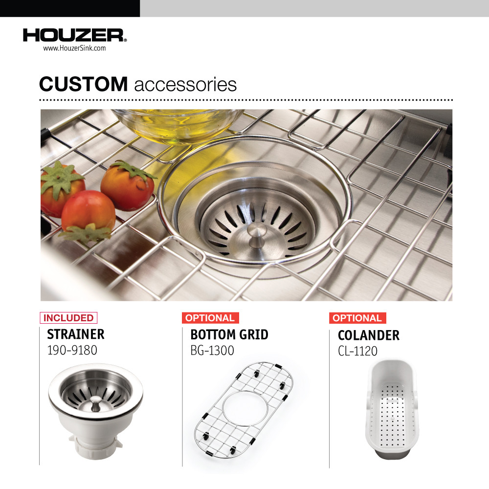 Houzer Club 10" Edelstahl Unterbau Einzel Schüssel Bar Spüle mit Sieb - Bild 12 von 21