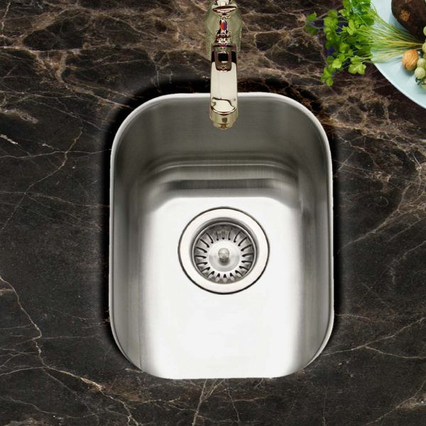 Houzer Club 14" Stainless Steel Undermount Single Bowl Bar Sink with Strainer - Picture 8 of 21