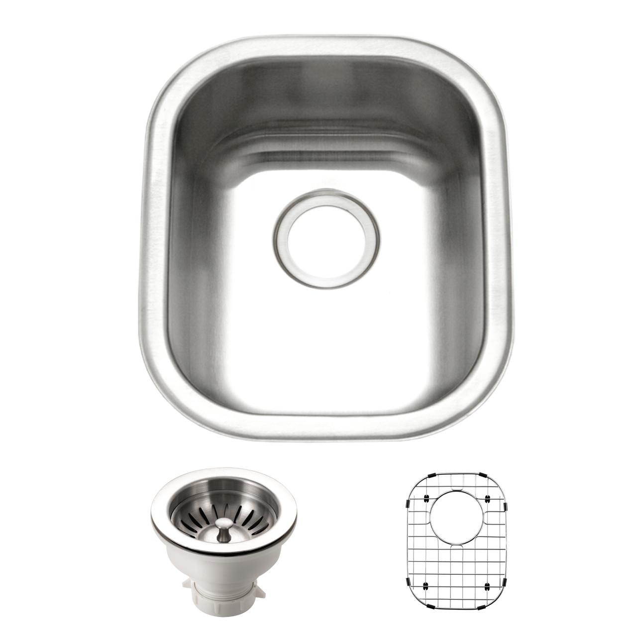 Houzer Club 14" Stainless Steel Undermount Single Bowl Bar Sink with Strainer - Picture 10 of 21