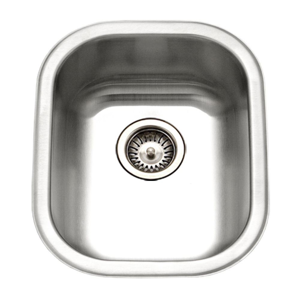 Houzer Club 14" Stainless Steel Undermount Single Bowl Bar Sink with Strainer - Picture 9 of 21