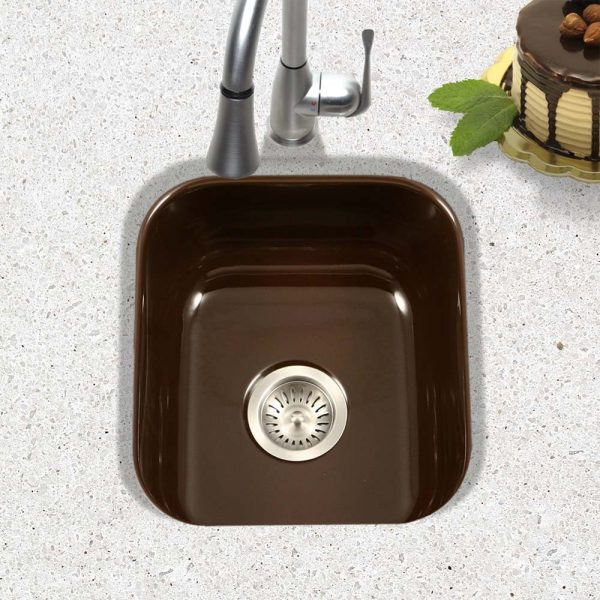 Fregadero de barra de montaje inferior de acero esmaltado porcelana Houzer Porcela 13" PCB-1750 - Imagen 20 de 96