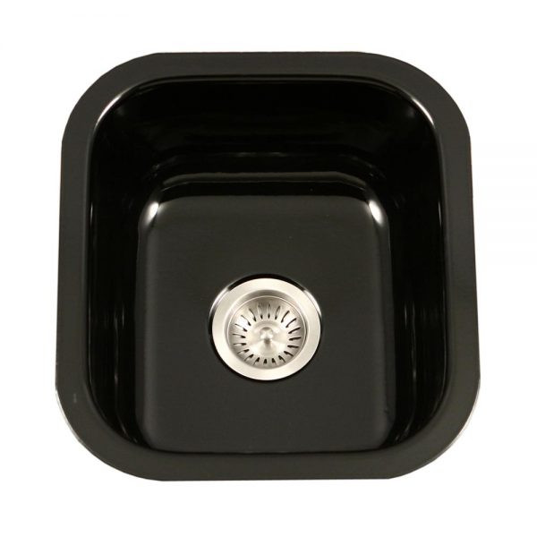 Fregadero de barra de montaje inferior de acero esmaltado porcelana Houzer Porcela 13" PCB-1750 - Imagen 17 de 96