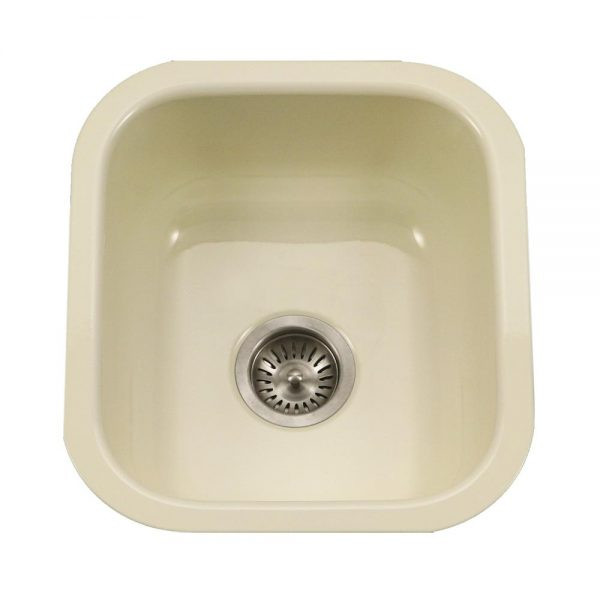 Fregadero de barra de montaje inferior de acero esmaltado porcelana Houzer Porcela 13" PCB-1750 - Imagen 15 de 96
