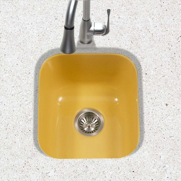 Fregadero de barra de montaje inferior de acero esmaltado porcelana Houzer Porcela 13" PCB-1750 - Imagen 22 de 96