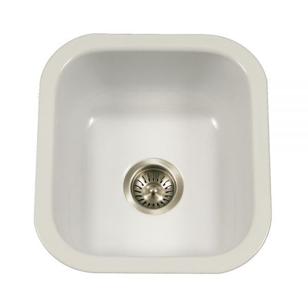 Fregadero de barra de montaje inferior de acero esmaltado porcelana Houzer Porcela 13" PCB-1750 - Imagen 14 de 96