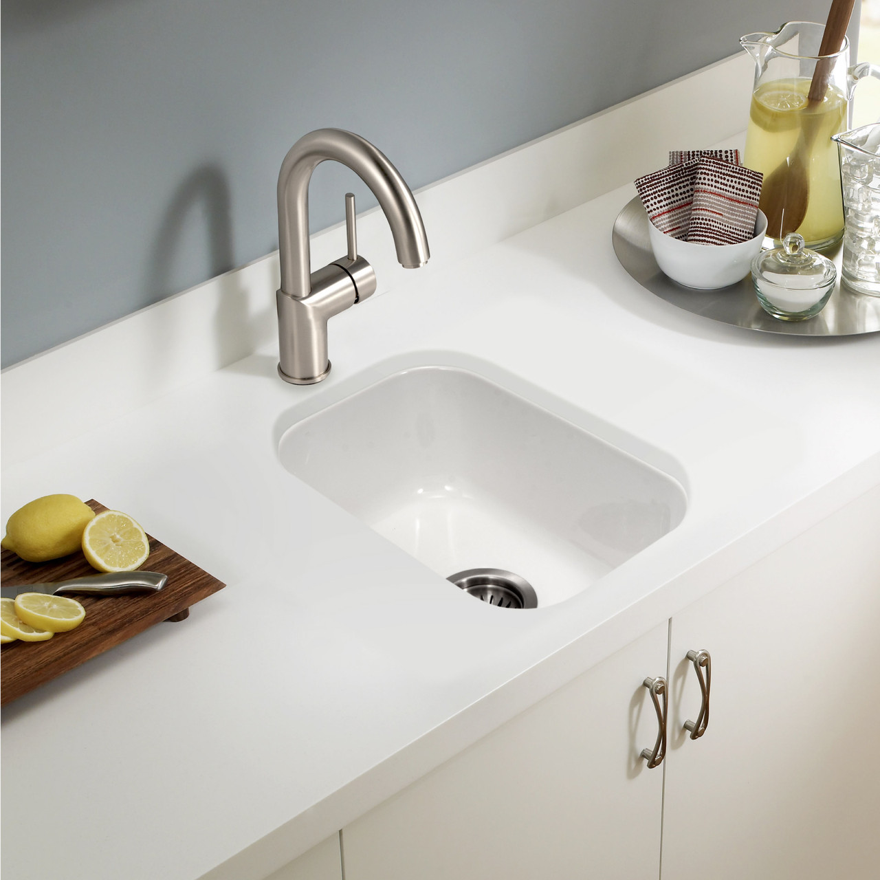 Houzer Platus 13" weiß Schamotte Unterbau Einzel Schüssel Bar Spüle PTB-1318 BQ - Bild 13 von 24