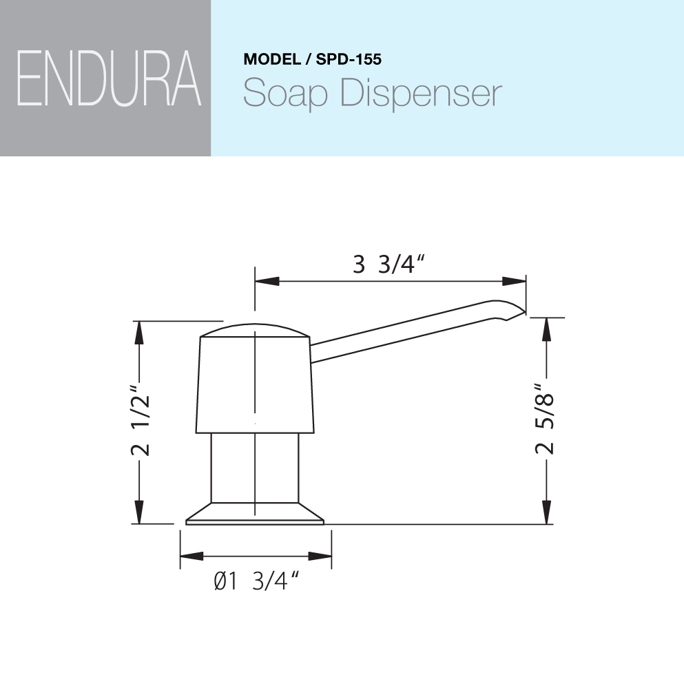 Houzer Endura Seifenspender SPD-155 2,5" Wasserhahnloch Messing Nickel gebürstet - Bild 15 von 24