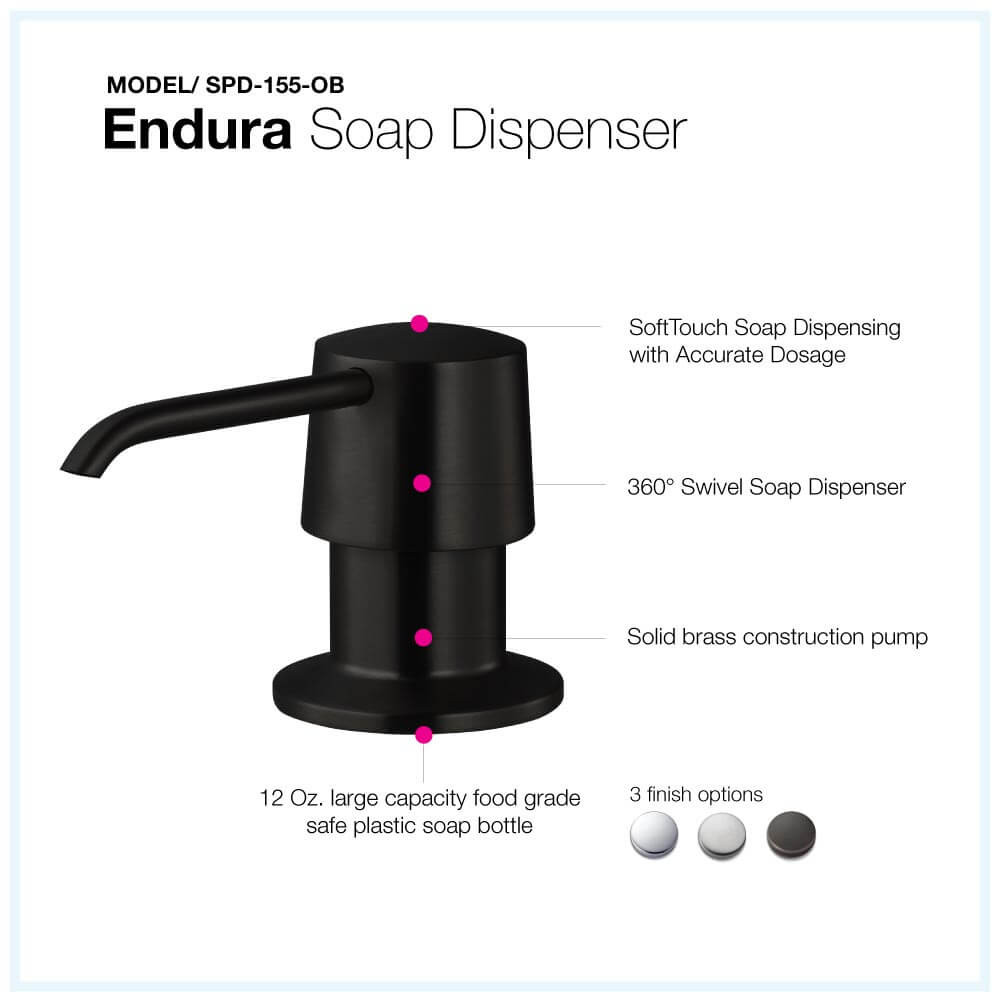 Houzer Endura Seifenspender SPD-155 2,5" Wasserhahnloch Messing Nickel gebürstet - Bild 9 von 24