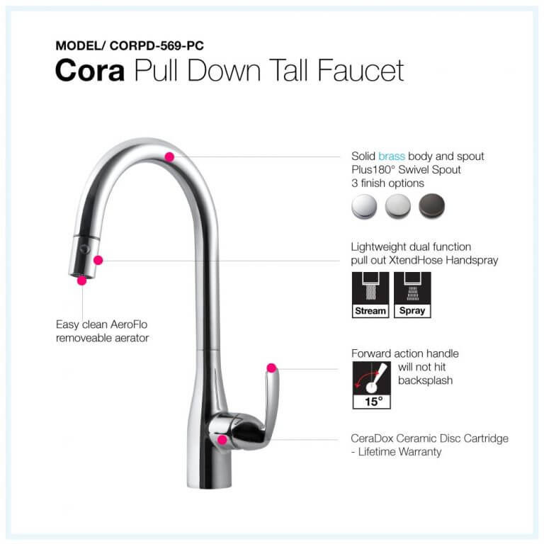 Grifo de cocina extraíble Houzer Cora CORPD-569 17,875" agujero de grifo latón - Imagen 12 de 22