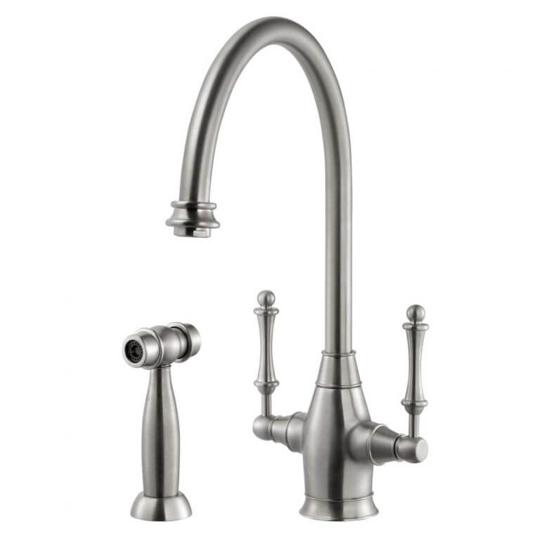 Grifo de cocina de dos manijas Houzer Charleston CRLSS-650 14,375" orificio para grifo - Imagen 13 de 60