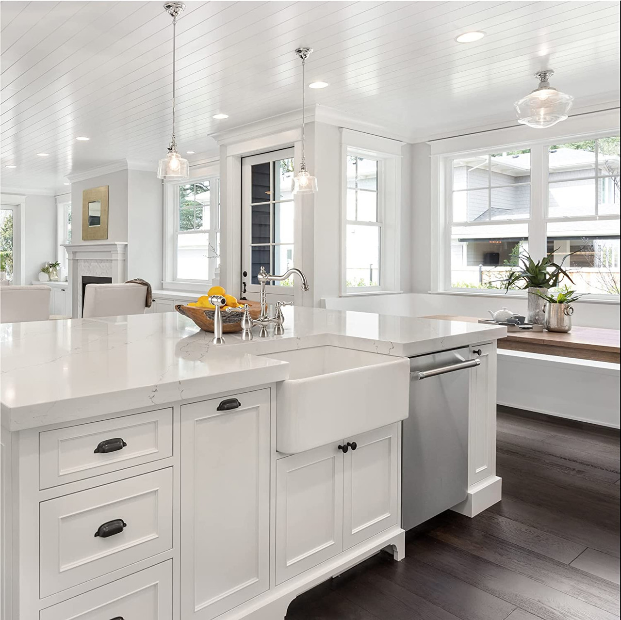 как выглядит Houzer 30" x 18" Fireclay Apron-Front Kitchen Sink PTS-4118 30" x 18" x 10" фото