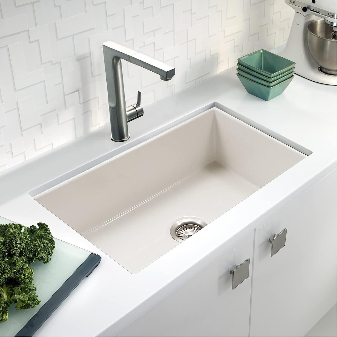 как выглядит Houzer 32 x 18.3 x 9 Undermount 32" Single Bowl Kitchen Sink PTU-3600 фото