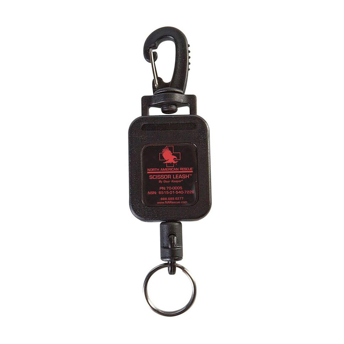 North American Rescue Retractable Scissor Leash with Clip - Fire