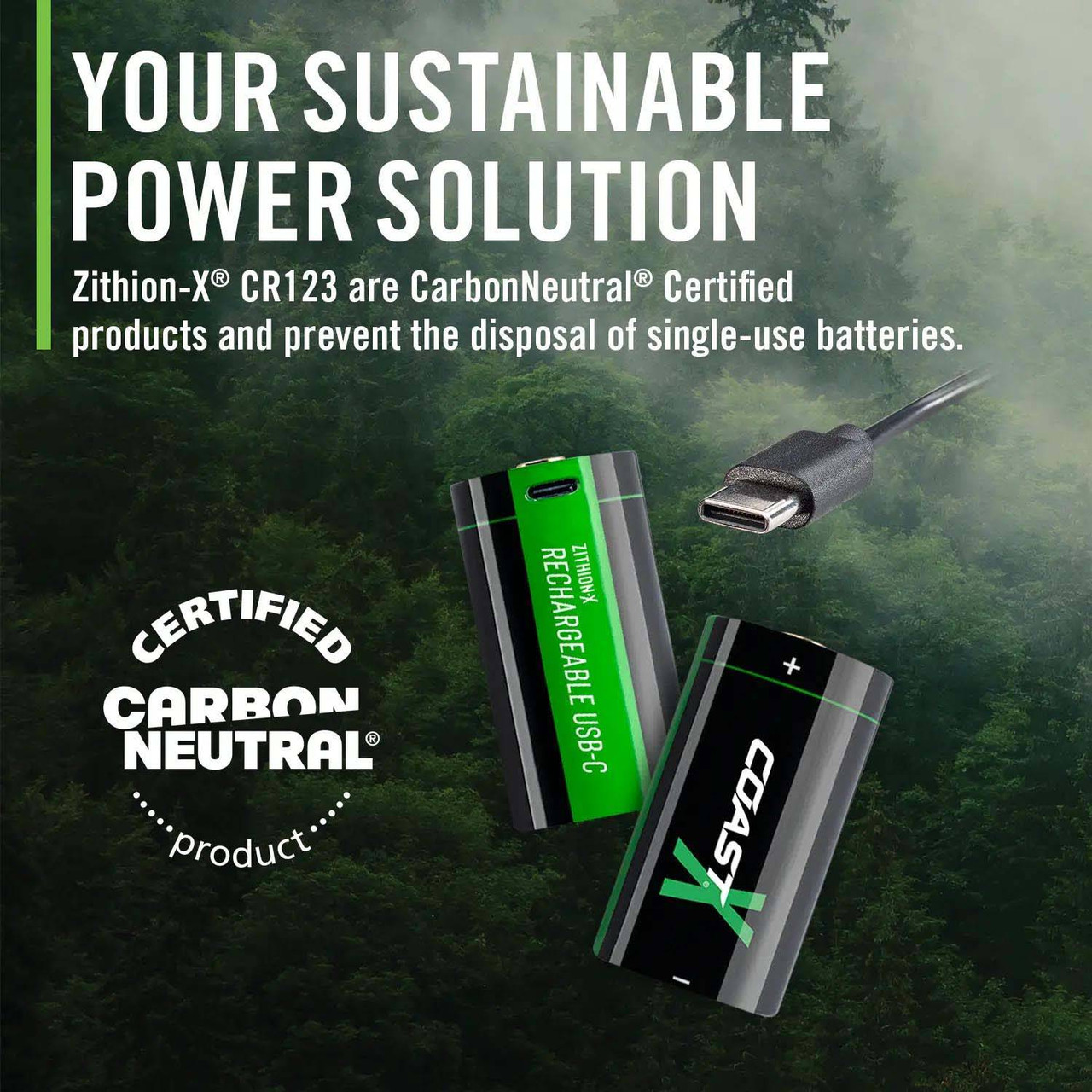 Coast ZITHION-X CR123 Rechargeable Batteries, 2PK