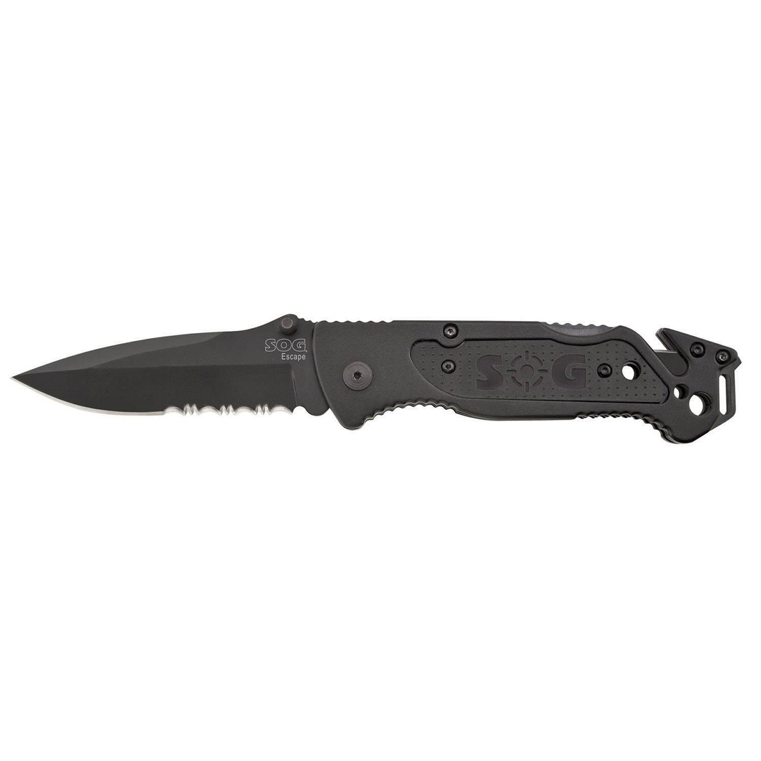 SOG Escape Knife with Seatbelt Cutter and Tungsten Glass Breaker
