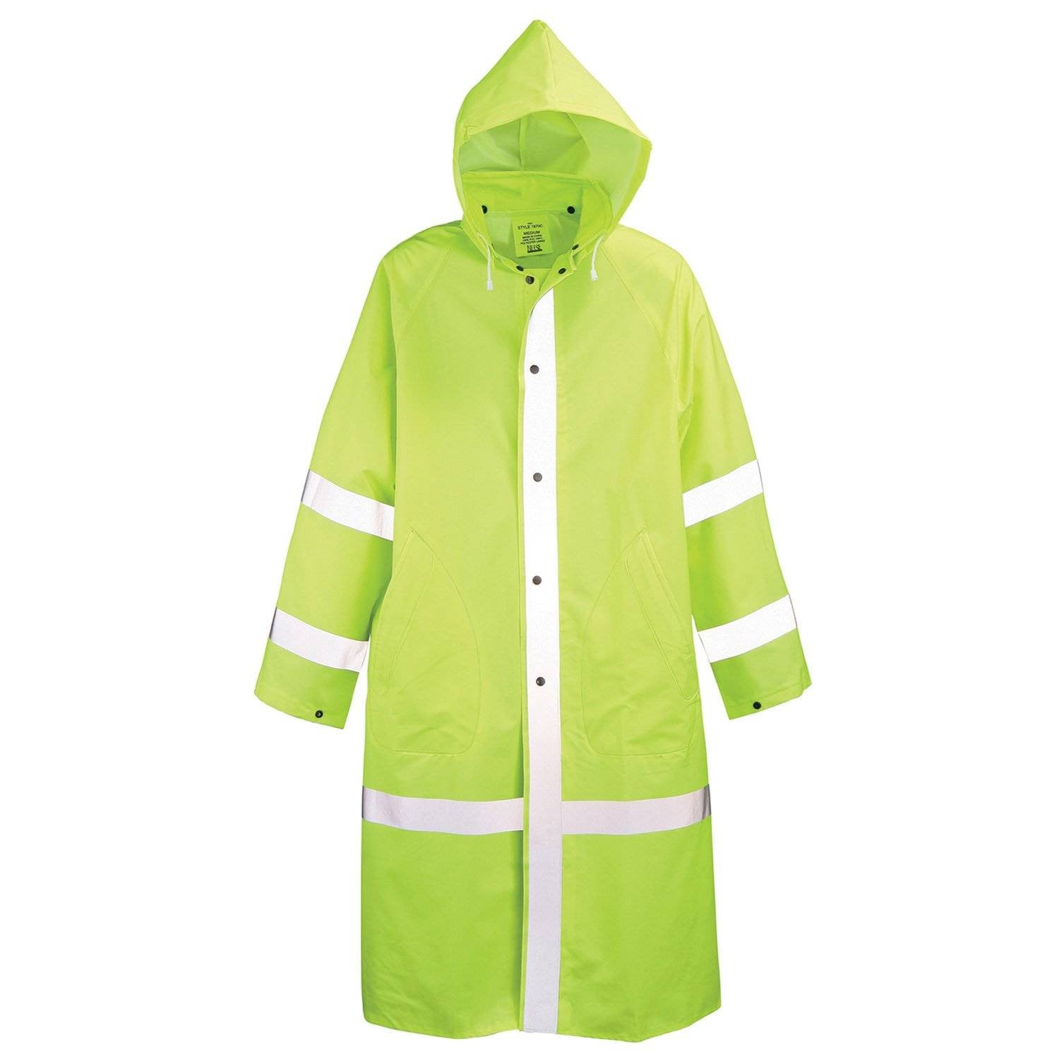 Neese Lime Green 48" PVC Vinyl Raincoat with Reflective Striping
