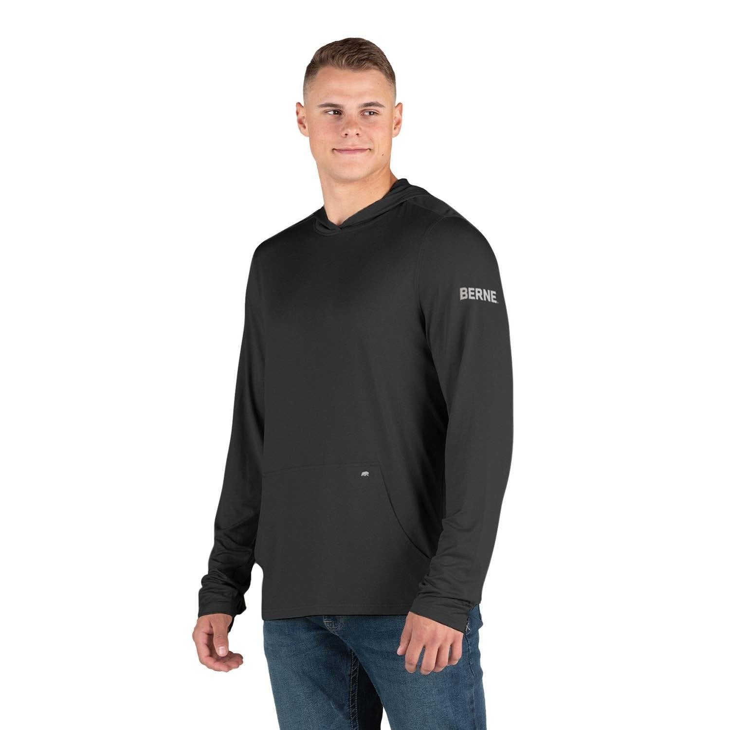 Berne Men's Long Sleeve Hooded UPF Sun Shirt