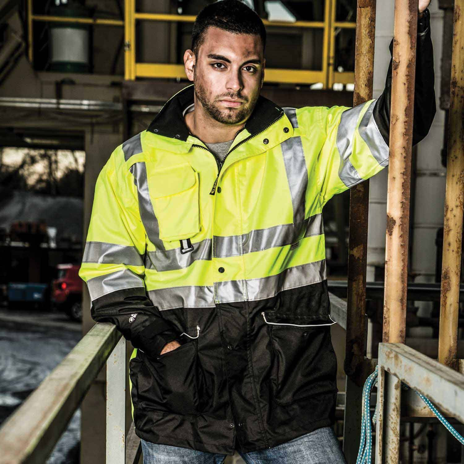 Game Hi-Vis 6-in-1 Black-Bottom Parka