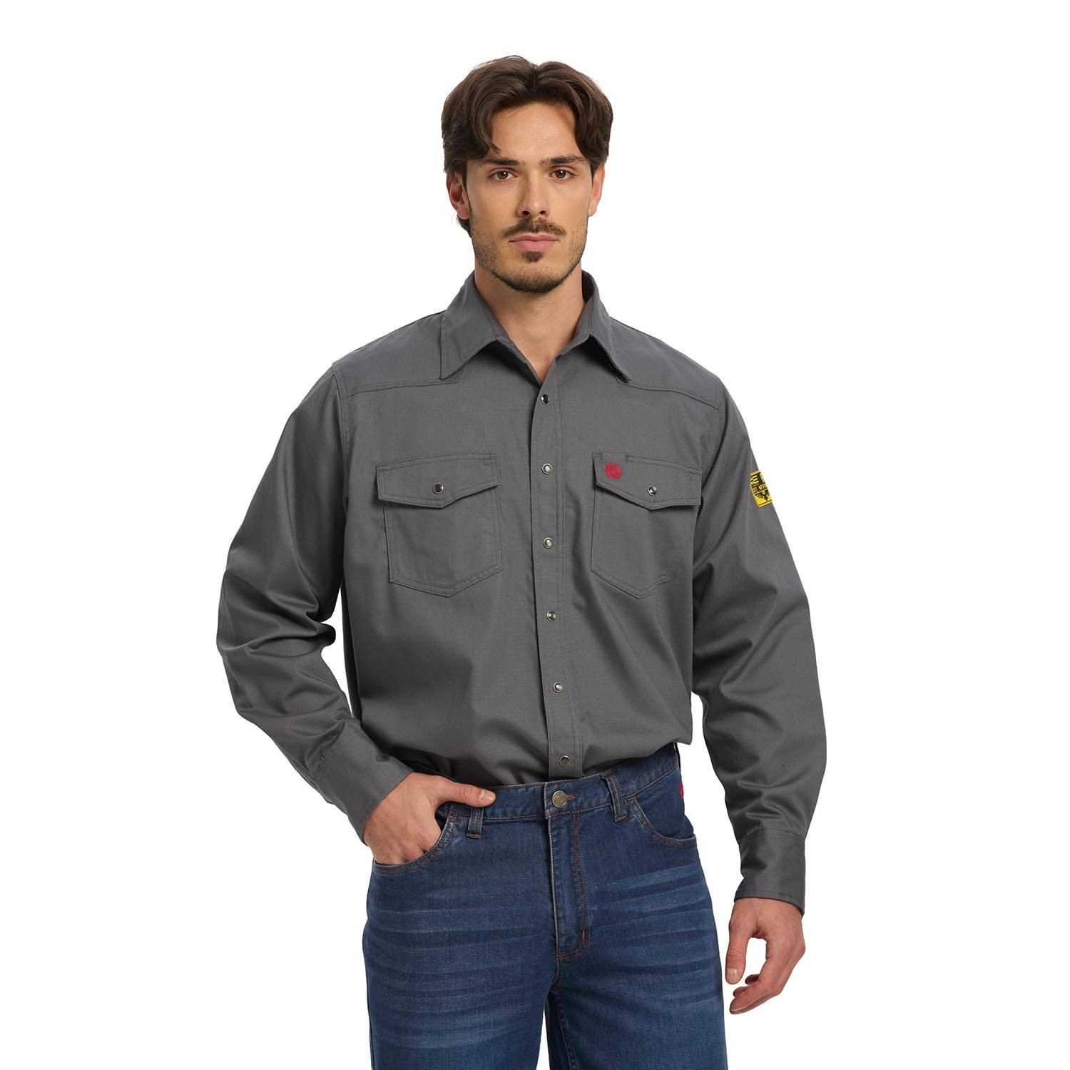 NKE Men's FR Golden Eagle Crest Work Snap Shirt