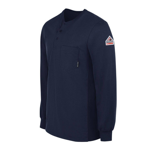 Bulwark Men's Lightweight Flame Resistant Henley Long Sleeve Shirt
