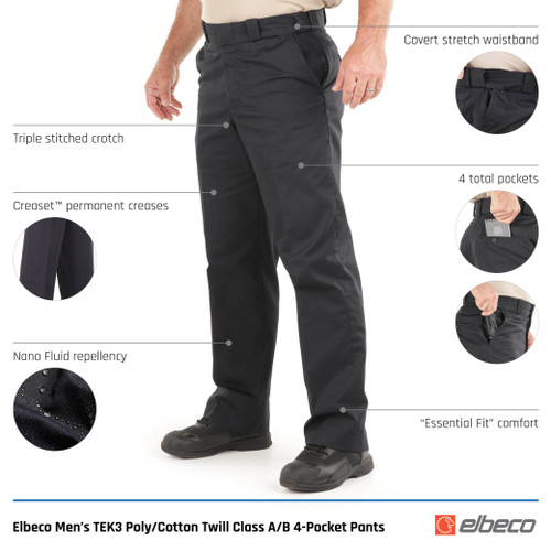 Elbeco Men's TEK3 Poly/Cotton Twill Class A / B 4-Pocket Pants