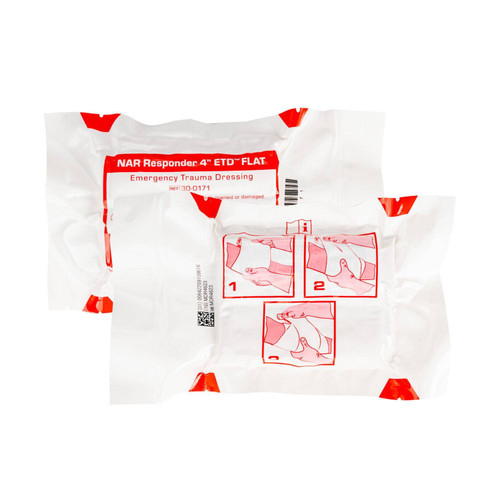 North American Rescue Flat Responder Emergency Trauma Dressing, 4"