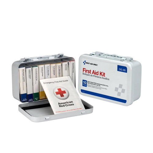First Aid Only 10 Unit First Aid Kit, Metal Case, OSHA Compliant