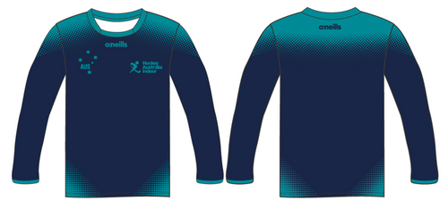 Hockey Australia Indoor Navy/Green Long Sleeve Training Tee (Adults)