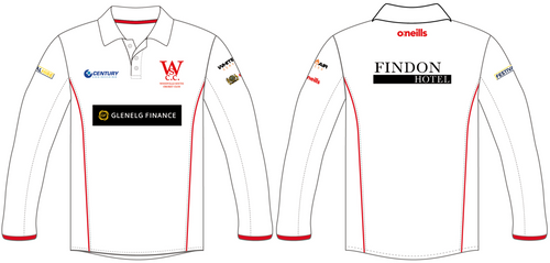 WSCC - Woodville South CC SENIORS White Playing Shirt (Long Sleeve) (Kids)