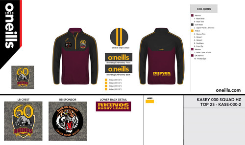Holy Cross Rhinos Half Zip Squad Top
