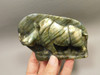 Rhinoceros Figurine Labradorite Polished Carved Stone Animal #O370