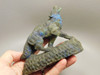 Wolf Figurine Labradorite Stone Animal 4.3 inch Coyote Carving #O205