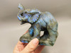 Elephant Figurine Labradorite 4 inch Carved Stone Animal #O152