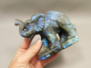 Elephant Figurine Labradorite 4 inch Carved Stone Animal #O152