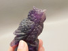 Owl Figurine 3.1 inch Gemstone Animal Carving Purple Fluorite #O420