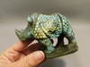 Rhinoceros Figurine Labradorite Hand Carved Stone Animal #O115