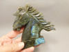 Horse Head Figurine Labradorite Stone Animal 4 inch Carving #O93