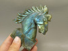 Horse Head Figurine Labradorite Stone Animal 3.9 inch Carving #O220