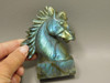 Horse Head Figurine Labradorite Stone Animal 3.9 inch Carving #O220