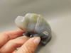Hippopotamus Figurine Agate 4 inch Gemstone Animal Carving #O510