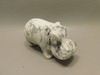 Hippopotamus Figurine White Howlite Stone Animal Carving #O85