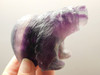 Bear Gemstone Animal Carving Purple Blue Banded Fluorite #O433