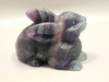 Rabbit Figurine Gemstone Animal Carving Purple Fluorite #O104 Rabbit Figurine Gemstone Animal Carving Purple Fluorite #O104