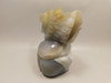 Gray Wold Figurine Druse Agate Gemstone Carving 4.2 inch #O80