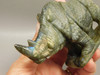 Rhinoceros Figurine Labradorite Hand Carved Stone Animal #O100